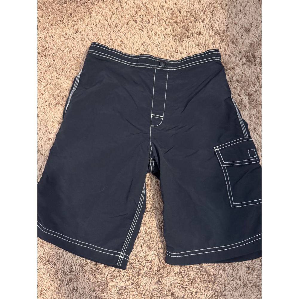 Lands' End Boys Navy Blue Cargo Swim Trunks Size M 10-12